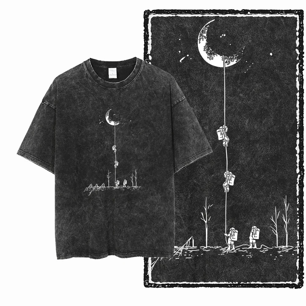 Astronaut Space Print Cotton Graphic T-Shirt