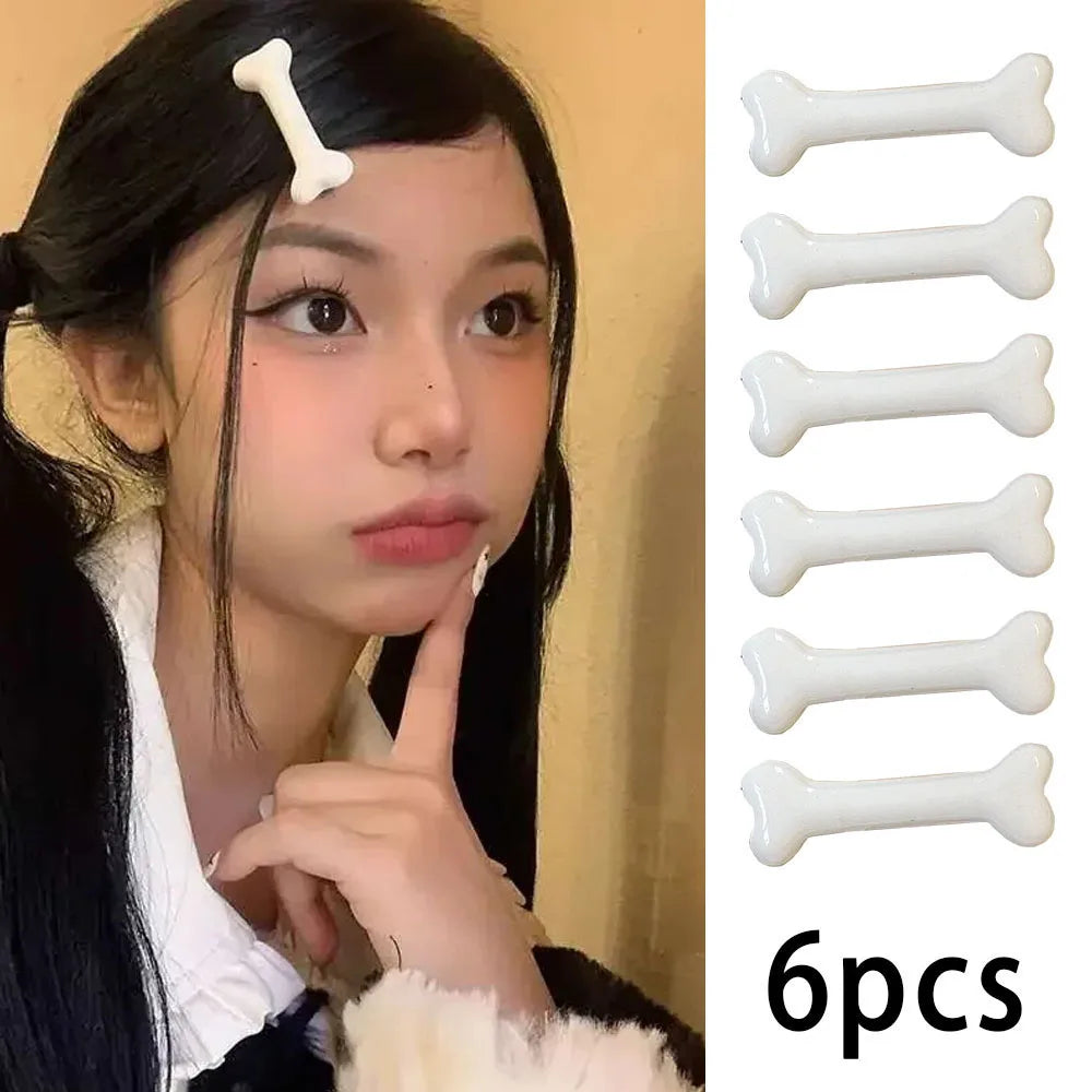 White Bone Hair Clip Cute Cartoon Bobby Pin Y2K Fashion Hair Volume Clip Small Hairpins Barrettes Creative Hair Accessories 2026