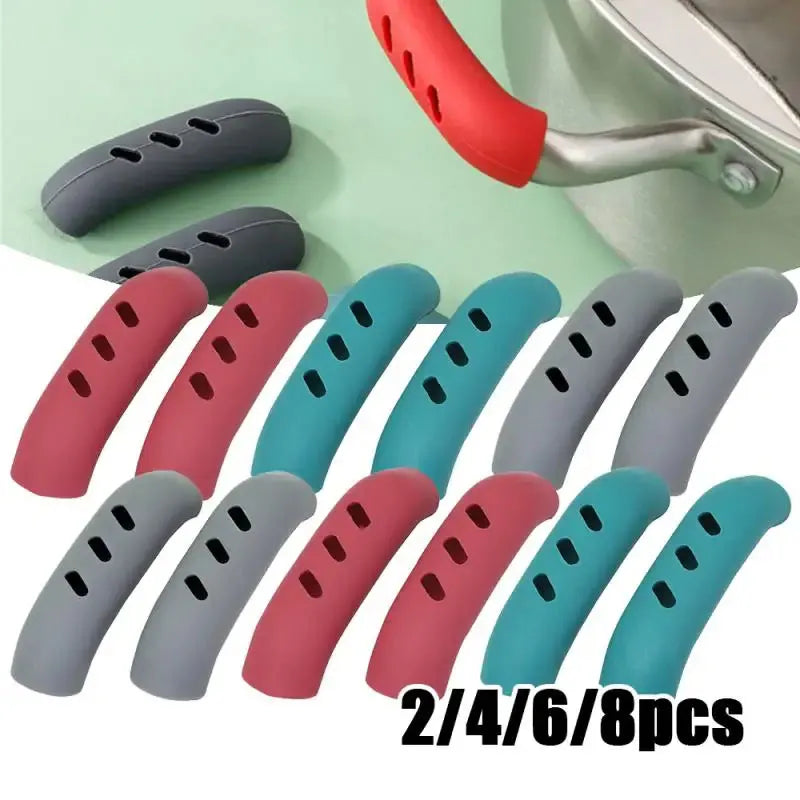 Lot de 2/8 maniques en silicone pour poêle, couvre-poignées isolants thermiques, clips d'oreilles de casserole, antidérapants, accessoires de cuisine pour cuiseur vapeur et faitout