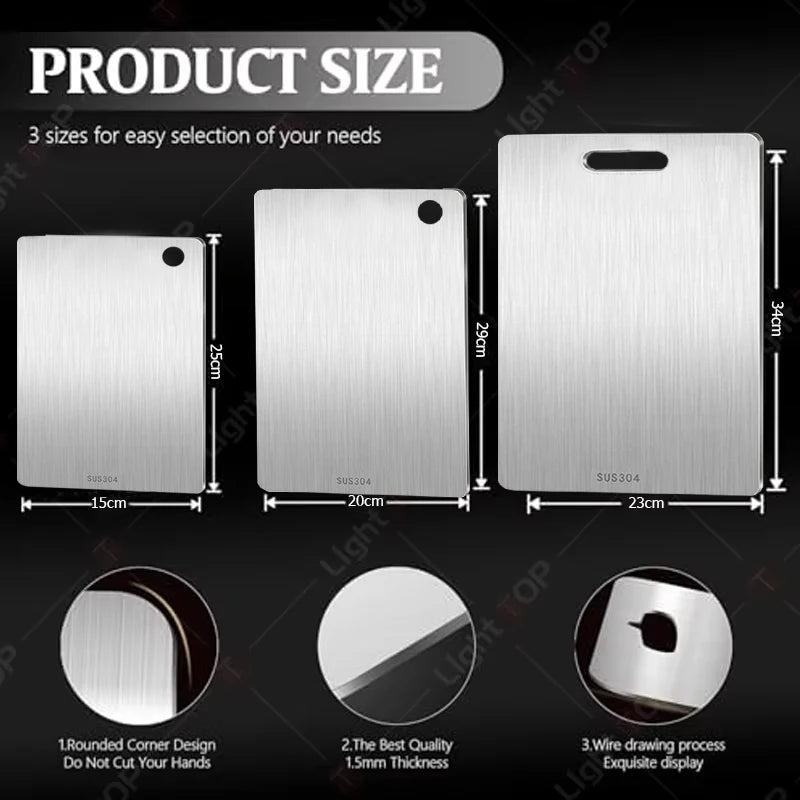 Double-Sided Stainless Steel & Titanium Cutting Board