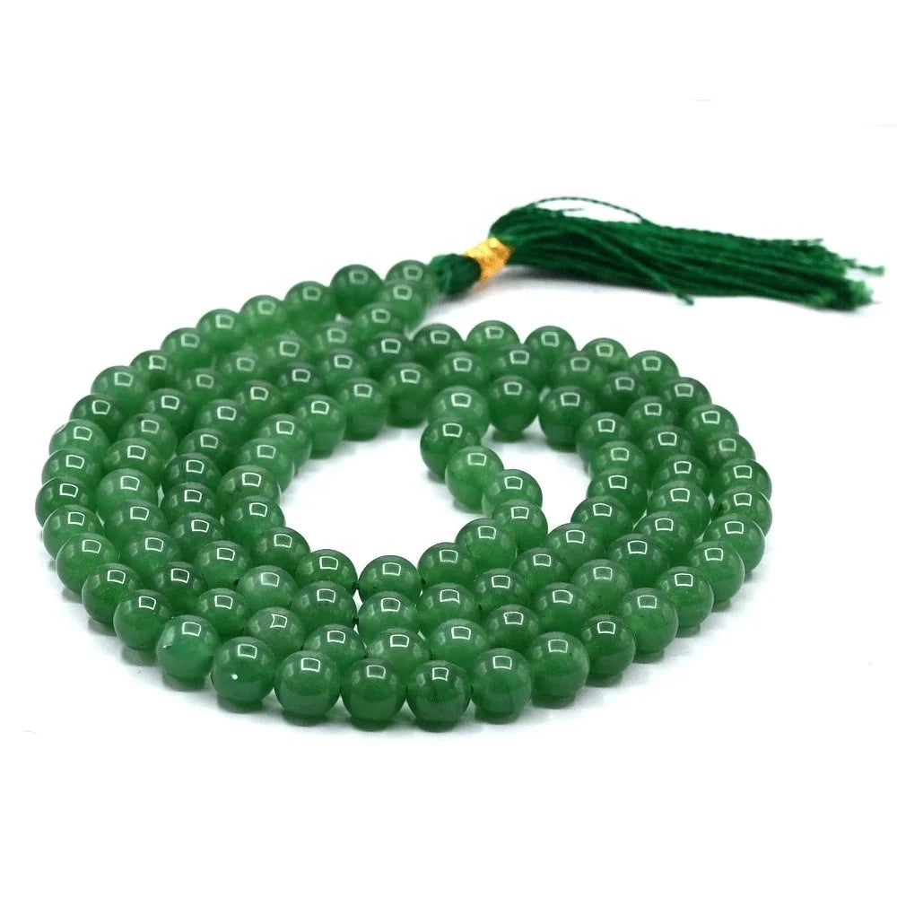 Wholesale Handcrafted 108 Bead Green Aventurine Jap Mala Polished Premium Grade Love Mascot Feng Shui Yoga Meditation