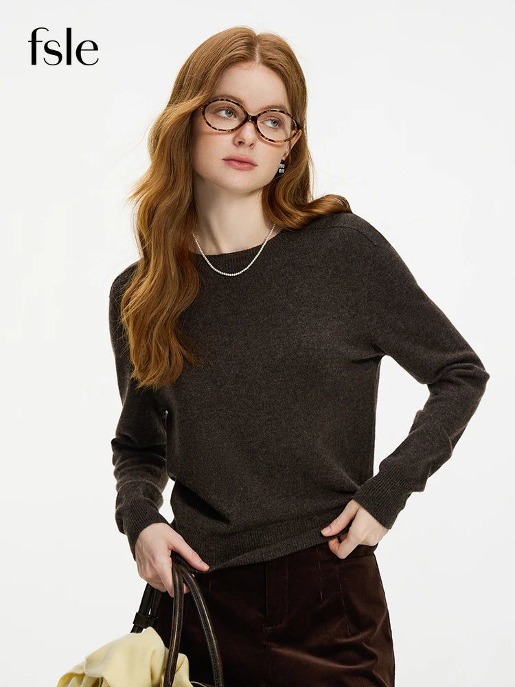 FSLE Women's 100% Wool Seamless Knit Sweater