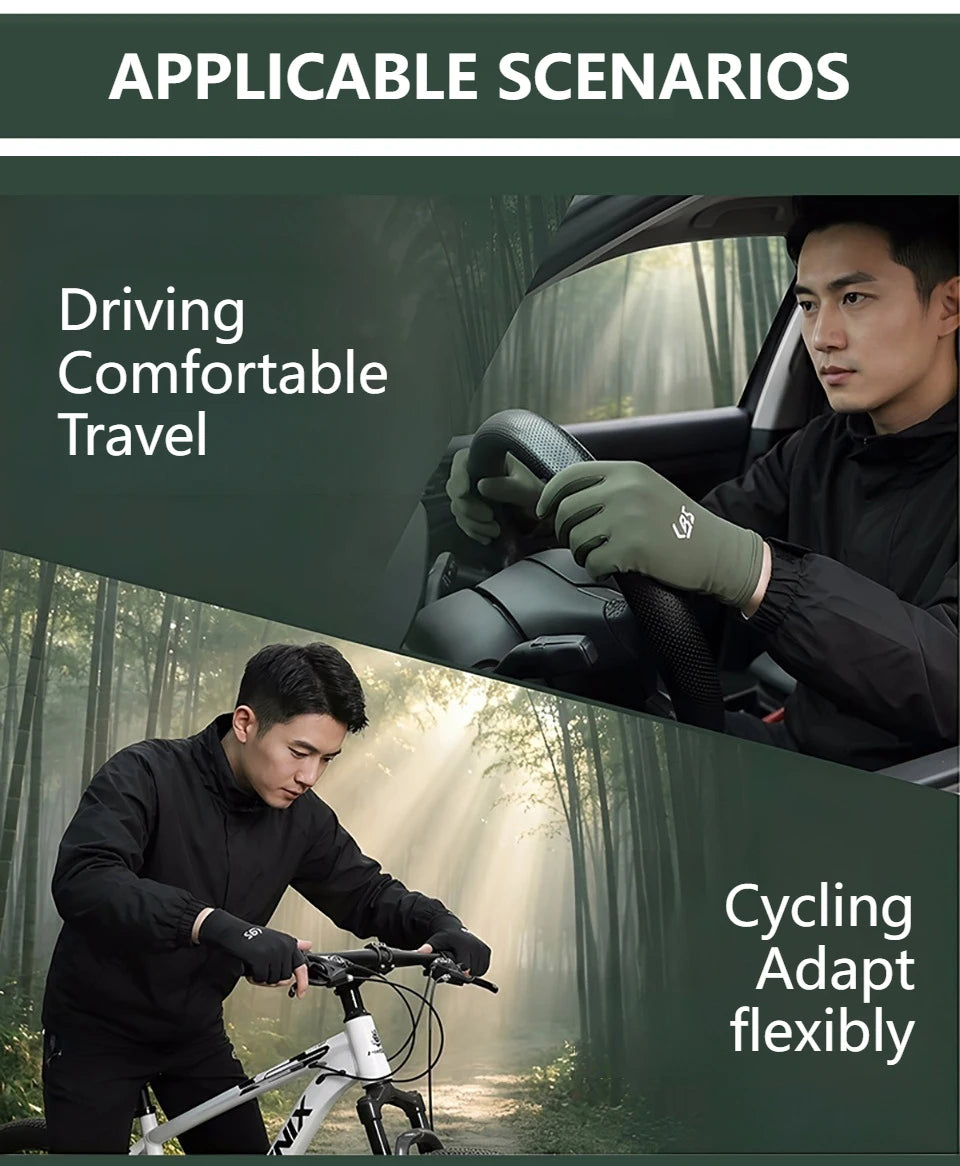 Gants de sport GTUBIKE en soie glacée d'été, gants antidérapants, respirants et légers pour le cyclisme, la pêche, la randonnée et la conduite en plein air