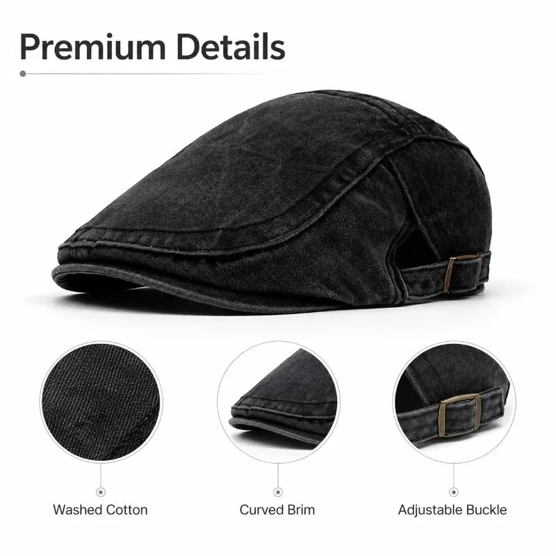 Vintage Washed Cotton Newsboy Hat Duckbill Ivy Casual Flat Cap for Men Women Spring Autumn Driving Cabbie Painter Beret