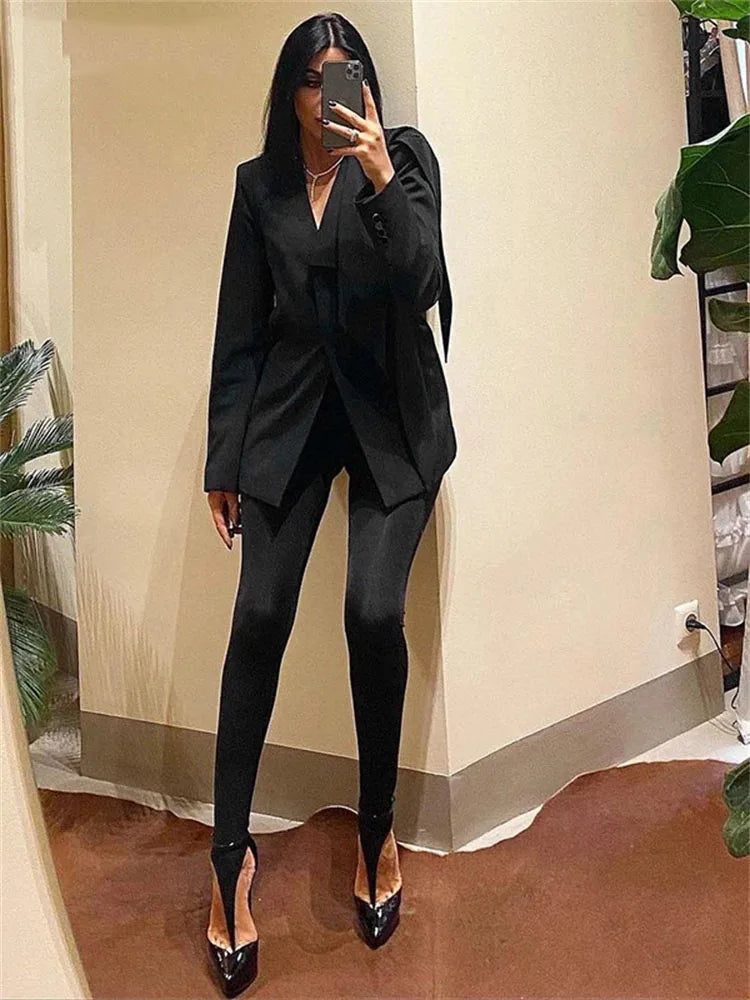 Women's Black High-Waisted Skinny Y2K Pants
