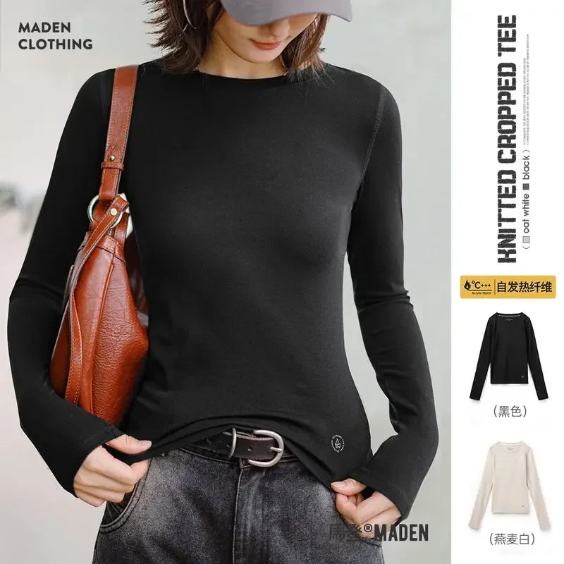 Maden Women's Thermal Long-Sleeve Crew Top