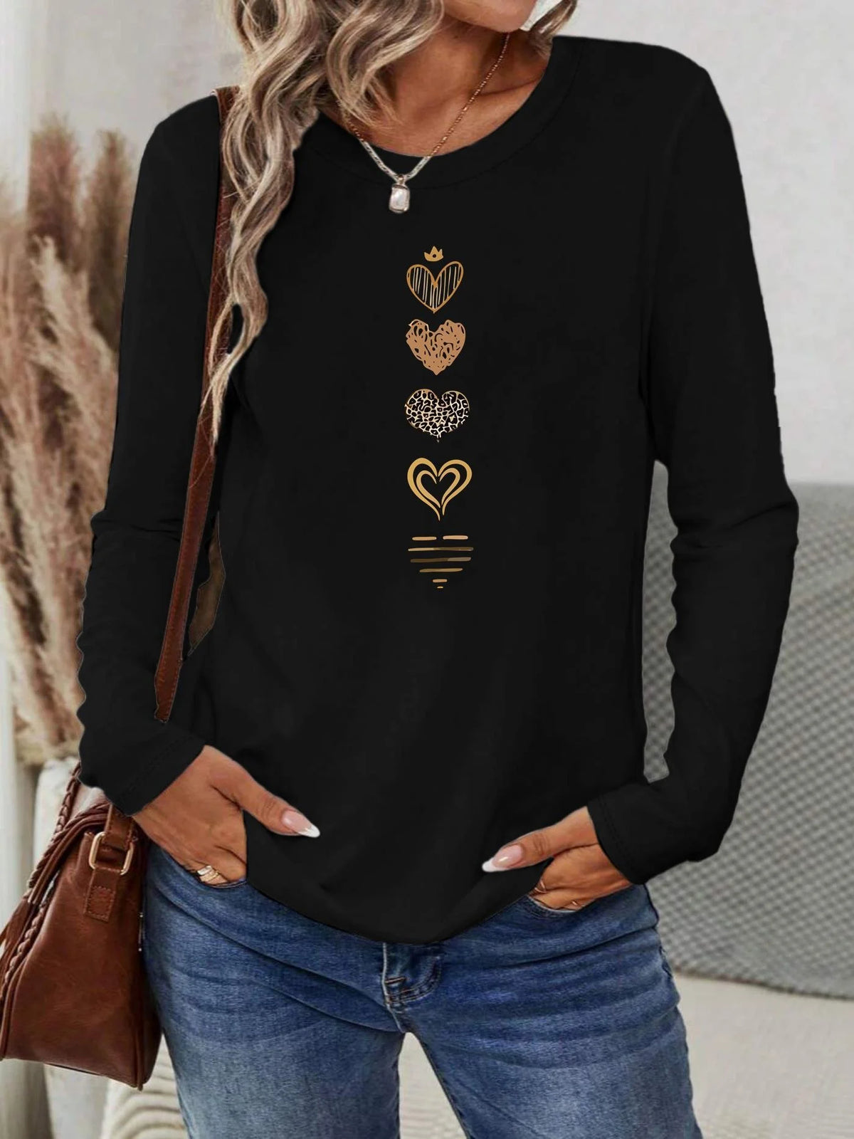 Women's Cotton Long-Sleeve Print T-Shirt