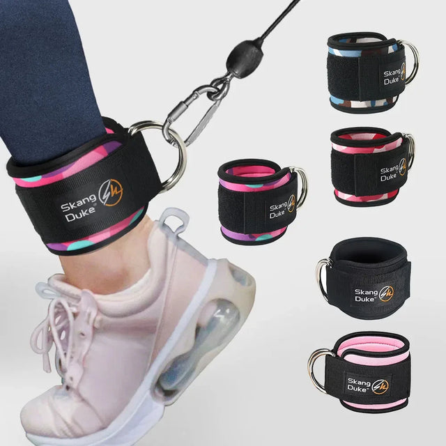 Adjustable D-Ring Ankle Straps for Cable Machines