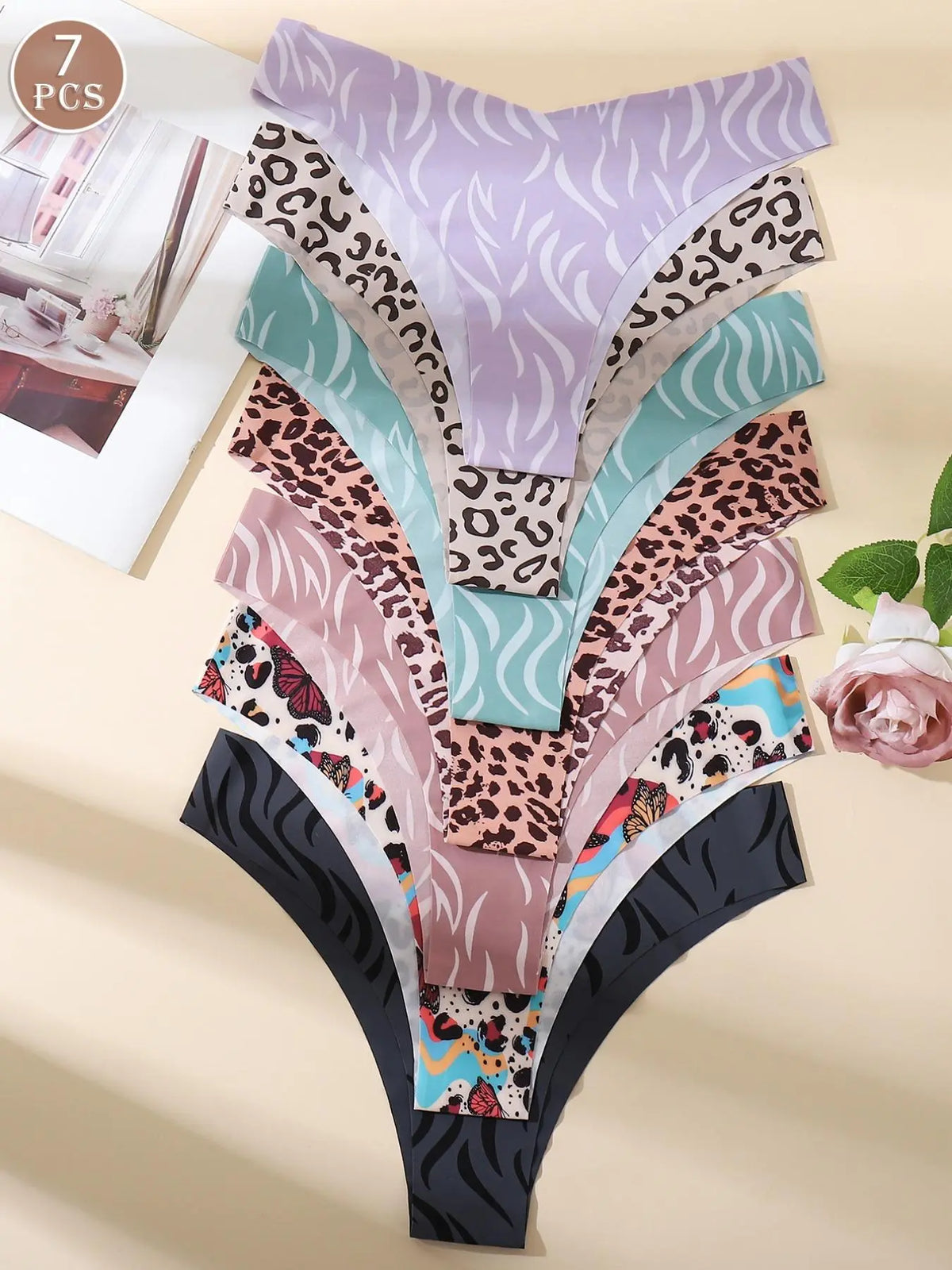 Stylish Women's Floral Heart Leopard Print Everyday Underwear Set - Comfortable Casual Fitted Lingerie in 3 to 12 Piece Packs for All Seasons