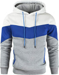 Men's Color Block Pullover Fleece Hoodie Casual Sweatshirt