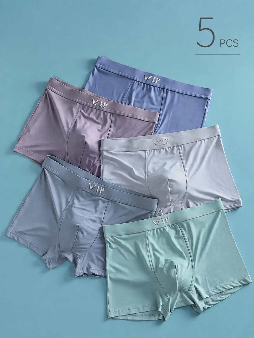 Men's VIP Letter Solid Breathable Boxer Briefs - Regular Fit Casual Underwear Set for Summer 2024