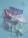 Men's VIP Letter Solid Breathable Boxer Briefs - Regular Fit Casual Underwear Set for Summer 2024