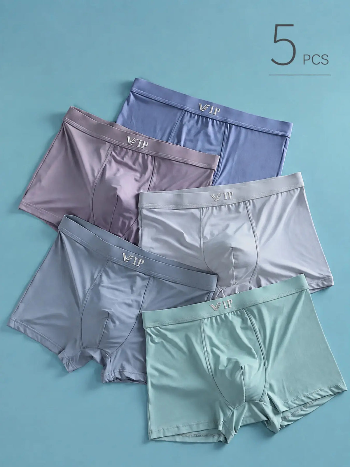 Men's VIP Letter Solid Breathable Boxer Briefs - Regular Fit Casual Underwear Set for Summer 2024