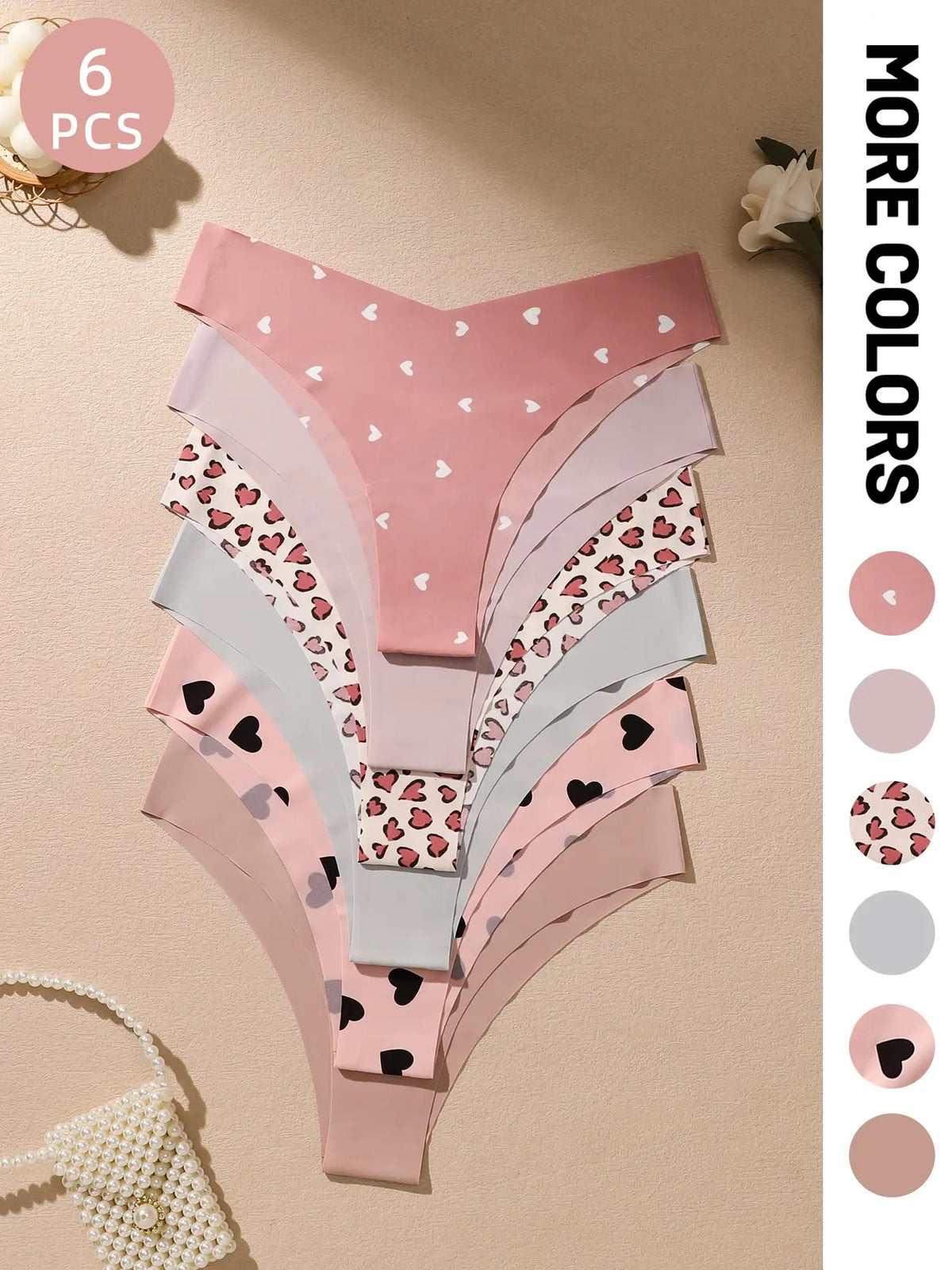 Stylish Women's Floral Heart Leopard Print Everyday Underwear Set - Comfortable Casual Fitted Lingerie in 3 to 12 Piece Packs for All Seasons