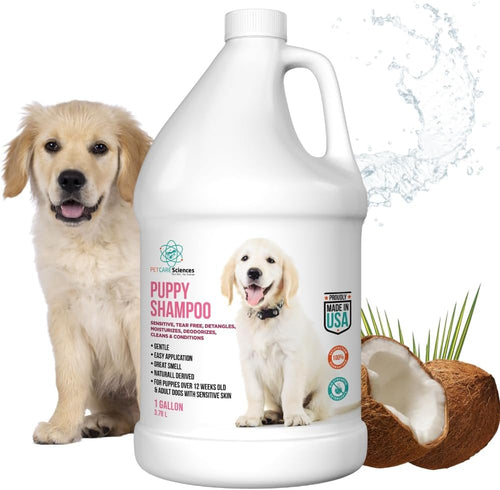 1 Gallon Hypoallergenic Tearless Puppy Shampoo and Conditioner - Itchy Skin Relief with Coconut Oil and Oatmeal - Made in the USA