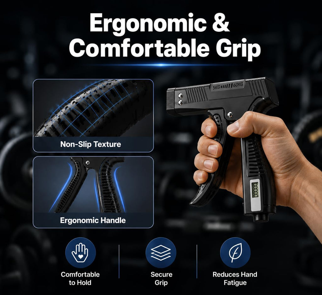 Adjustable Grip Strength Trainer with Finger Exerciser and Digital Counter for Strength Training, Recovery, and Muscle Development